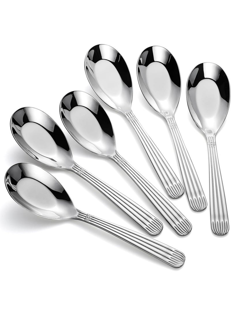 SYOSI Stainless Steel Soup Spoons, Asian Ramen Spoon Set, Polished Soup Ladles for Kitchen, Restaurant, and Home Dining, Ergonomic Handle Design for Daily Meals, Noodle Dishes, and Asian Cuisine (6-Piece) - Image 1